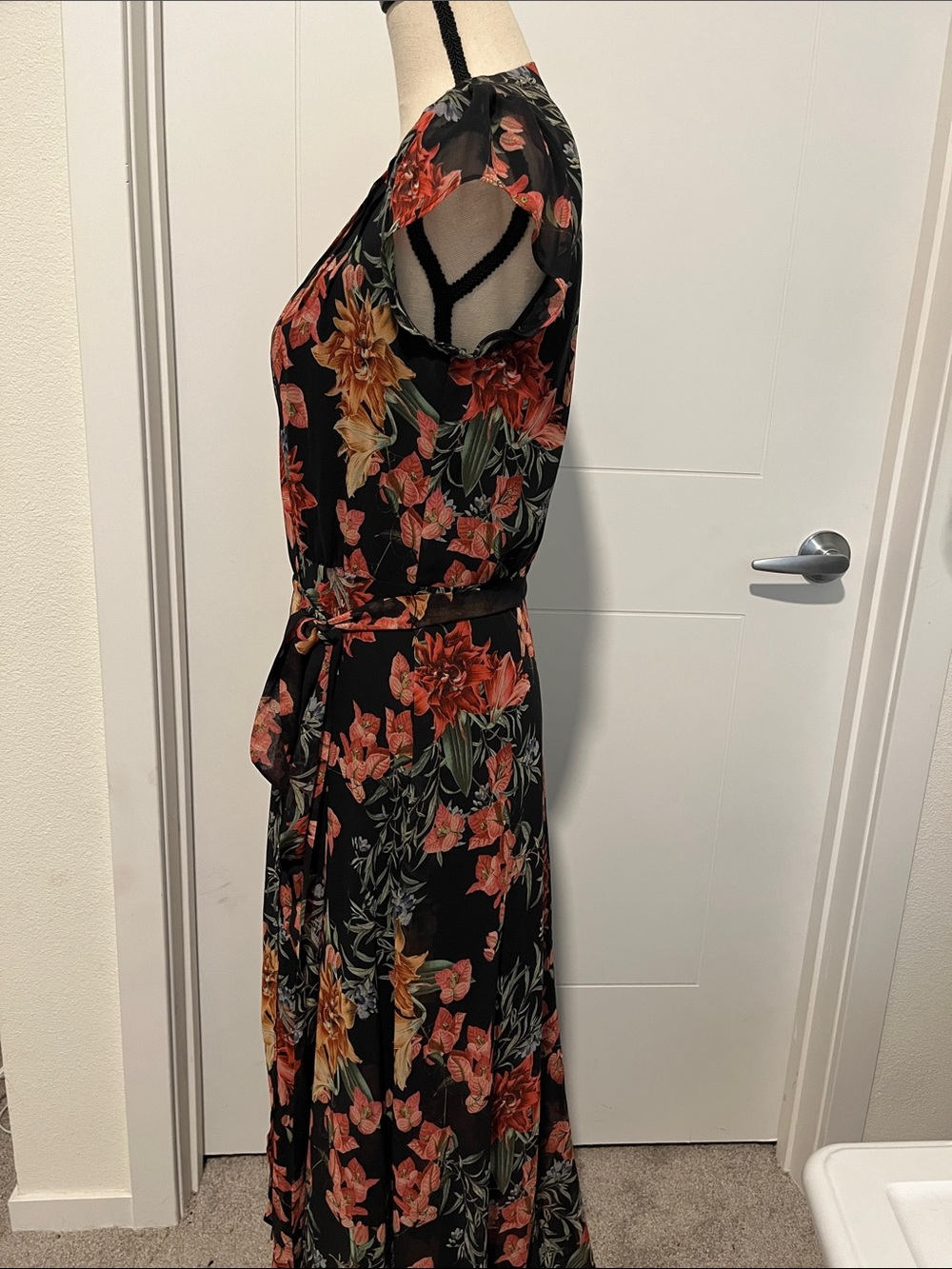 Bebe Plunging V-Neck Print Wrap Dress Cottagecore Feminine Party Event Boho - Picture 6 of 14